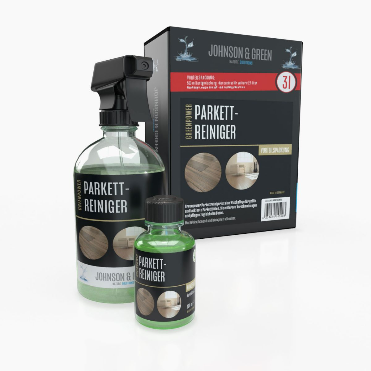 Greenpower-Parkettreiniger-01 Greenpower Parkettreiniger Vorteilspack für bis zu 3 Liter – Bild 1